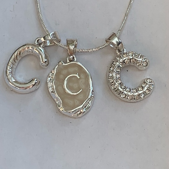 Jewelry - Triple Letter C Initial Charm Necklace Silver Tone